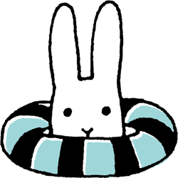 浮き輪を付けたうさぎ